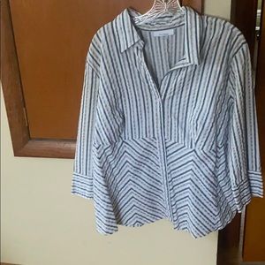 Dress Barn White and Blue Button Down Shirt 2x.